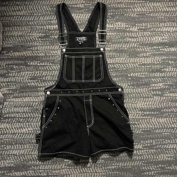 Tripp NYC Daang Goodman Black Spike Studded XS Overalls Shortalls Goth Emo - Picture 1 of 7